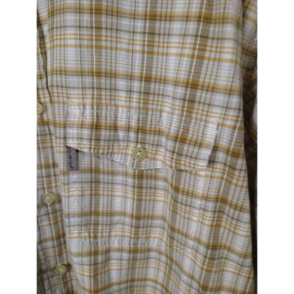 Woolrich Men's XL Shirt Brown Plaid Collared Button Shirt Sleeve - Picture 4 of 9